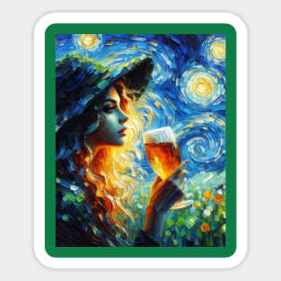 Irish Girl In Starry Night Sticker